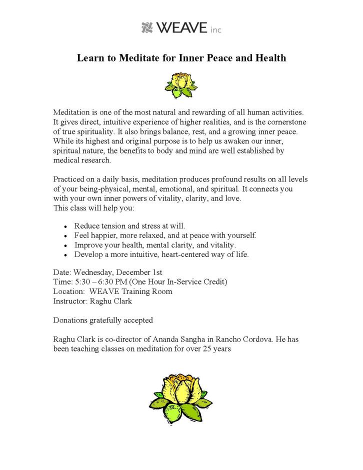 Image of Learn to Meditate for Inner Peace and Health